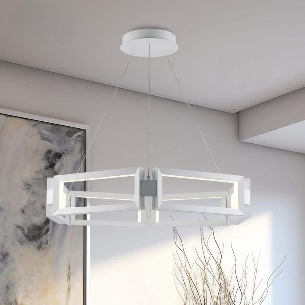 Skylar 30 in. Dimmable Integrated LED White Chandelier Light Fixture price history on PriceWatchPro