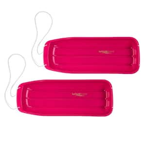 Kids 48 in. Plastic Snow Toboggan Sled with Pull Rope, Reds/Pinks (2-Pack)