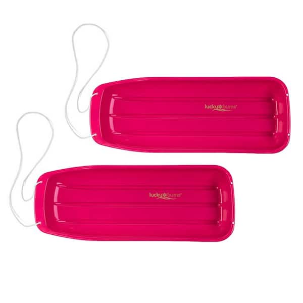 Lucky Bums Kids 48 in. Plastic Snow Toboggan Sled with Pull Rope, Reds/Pinks (2-Pack)