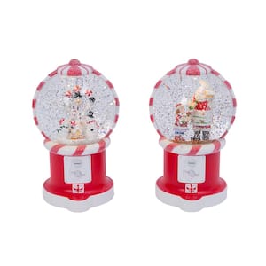 7.5 in. H B/O Lighted Spinning Water Globe with Holiday Scene and Timer (Set of 2)