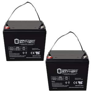 12V 55Ah Internal Thread Replacement Battery for RA12-55, RA12-55H - 2 Pack