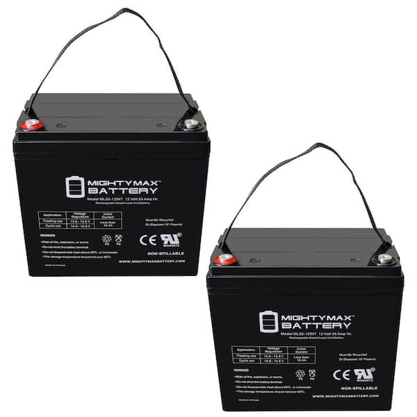 TWO Mighty Max 12V 75AH Rechargeable Batteries