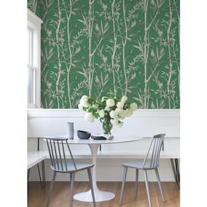 Bambou Toile Green Wallpaper Roll
