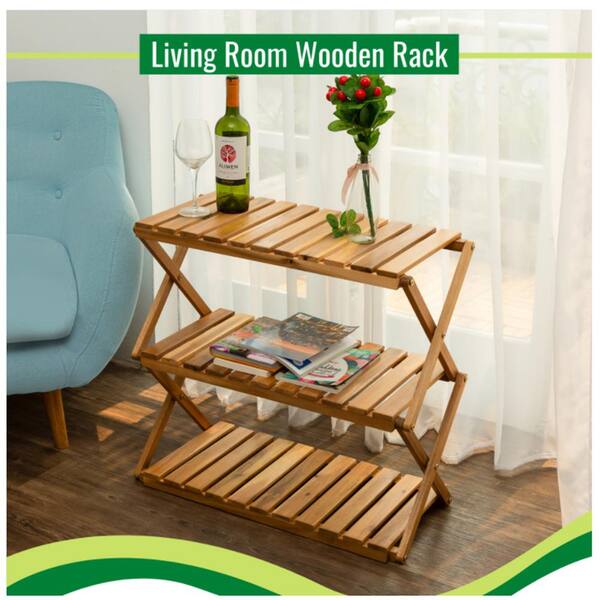 Hanging Rack 3-Tiers Wooden Wall Shelf Plant Storage Rack Decoration  Bathroom Living Room Bedroom Apartment B07DLMP23H - The Home Depot