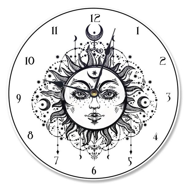 Stupell Industries "Tarot Black and White Sun" by Daphne Polselli Wall Clock
