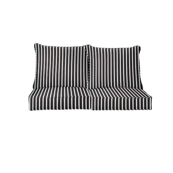 25 in. x 25 in. Sunbrella Shore Classic Deep Seating Indoor/Outdoor Loveseat Cushion