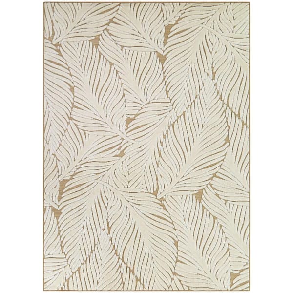 BALTA Alegria Tan 5 ft. x 7 ft. Floral Indoor/Outdoor Area Rug 3116255 ...