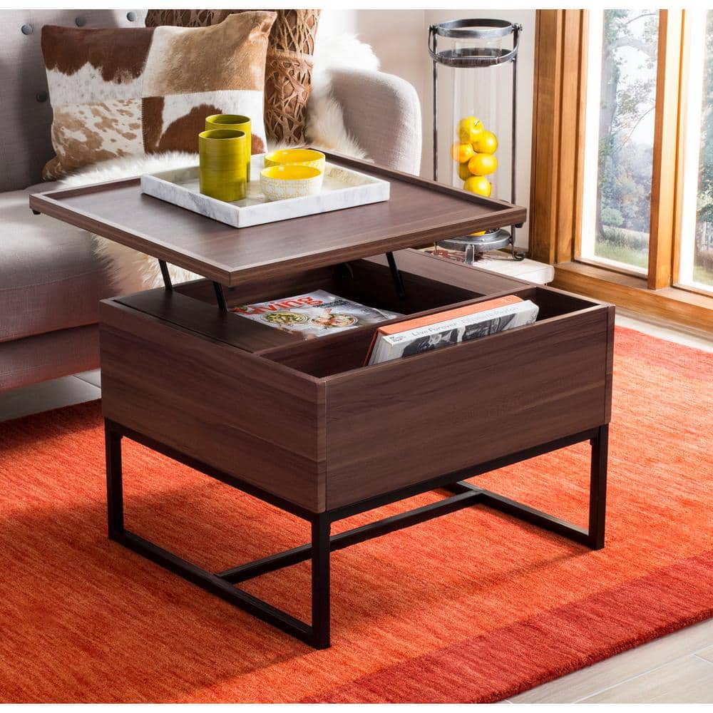 Kristie Dark Oak and Black Square Lift-Top Coffee Table
