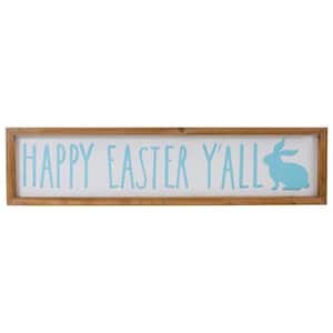 26 in. Wooden Framed Happy Easter Y'all Sign Spring Wall Decor