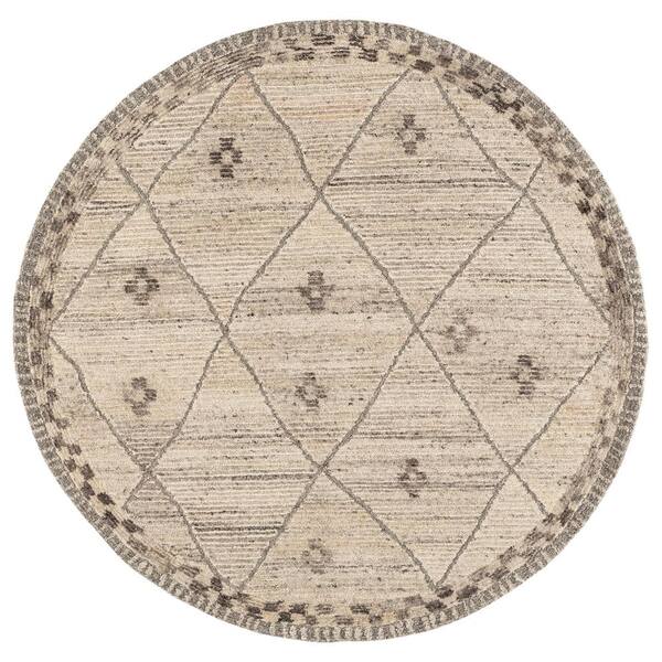 Casablanca Shag 6 ft. ft. x 6 ft. Natural/Beige Tribal Round Rug