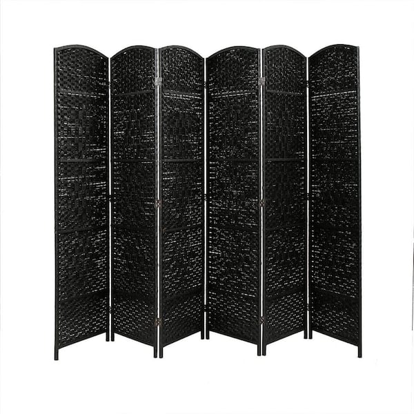 URTR 6 Panel Room Divider/Screen, Room Dividers and Folding Privacy Screens 6 Panel, Black