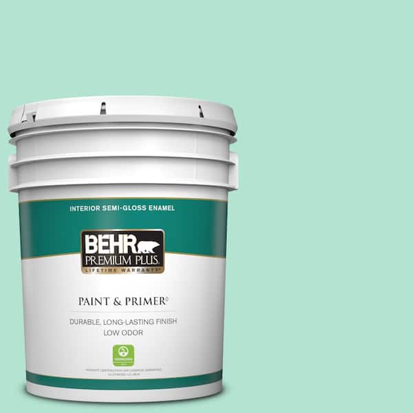 BEHR PREMIUM PLUS 5 gal. #P420-2 Crystal Rapids Semi-Gloss Enamel Low Odor Interior Paint & Primer