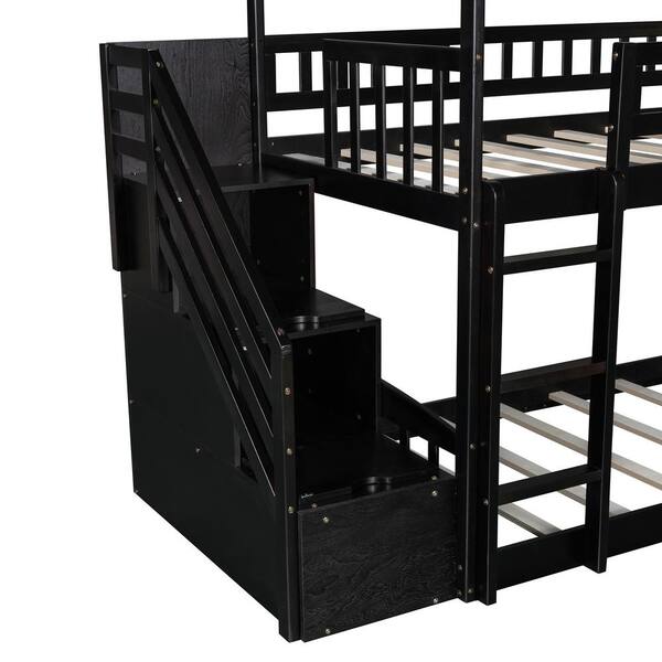 Espresso Twin Wood House Bunk Bed, Wood And Wrought Iron Bunk Beds