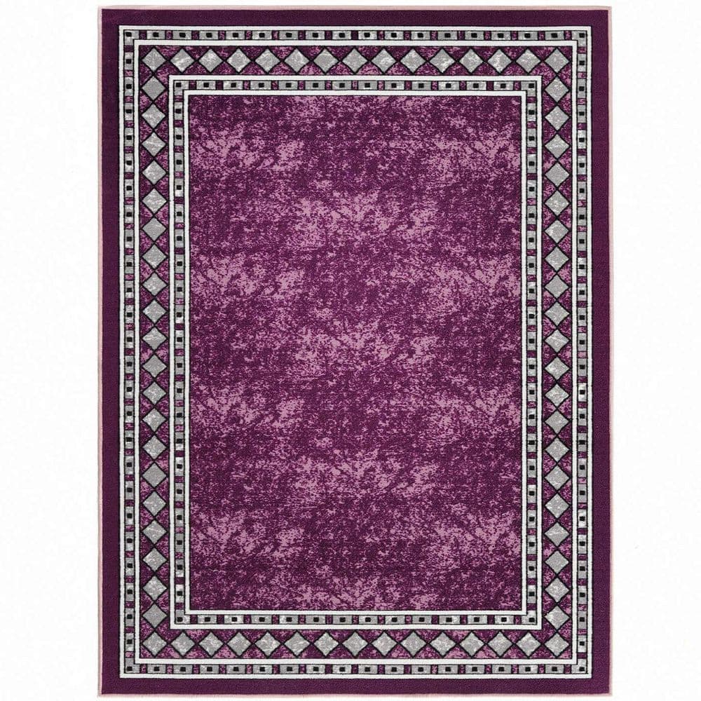 Purple Polypropylene 5 ft. x 7 ft. Geometric Indoor/Outdoor Area Rug