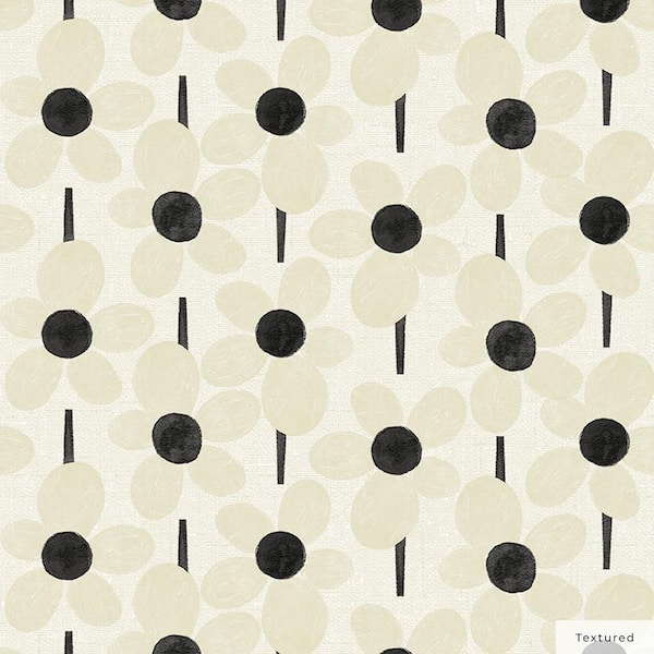 Tempaper Novogratz Cream Flower Power Vinyl Peel and Stick Textured Wallpaper Roll (Covers 28 sq. ft. )