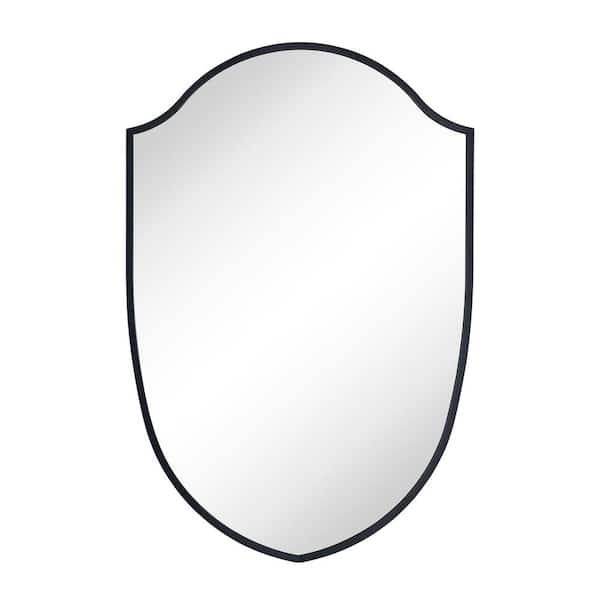 TEHOME 20 in. W x 30 in. H Irregular Arched Metal Framed Bathroom Wall Mirror in Matt Black