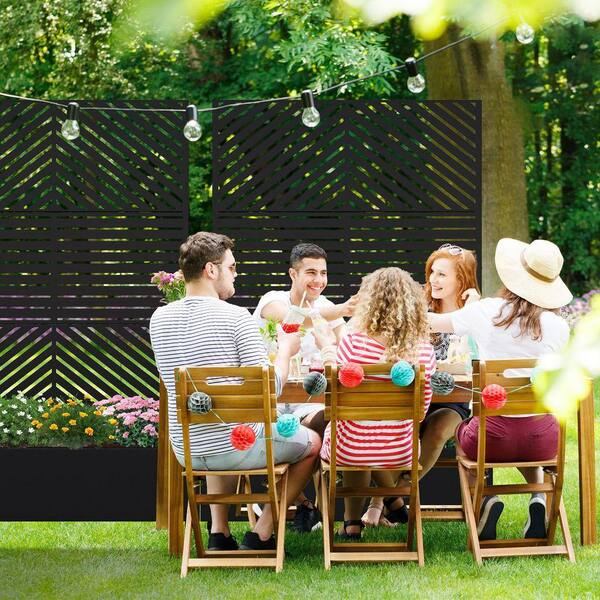 Lirago 72 in. H x 47 in. W Rectanglar Black Outdoor Metal Privacy