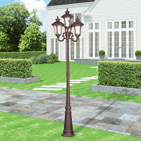 Whitingham 4-Light Imperial Bronze Cast Aluminum Hardwired Outdoor Waterproof Post Light Set With No Bulbs Included