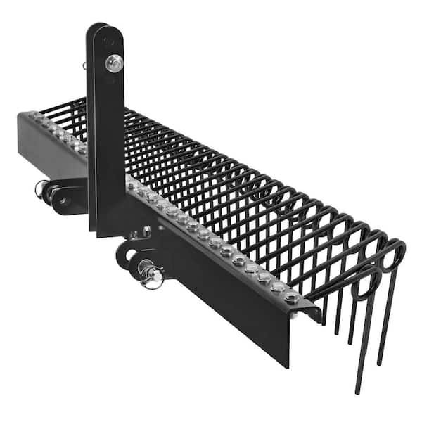 72 in. Pine Straw and Landscape Rake-30 Coil Spring Tines, 1-Piece Powder-Coated Steel Tow-Behind, Garden Tool Set