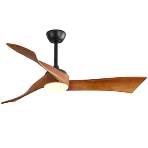 52 in. Black Indoor Modern LED Ceiling Fan with Dimmable 6-Speed Remote 3 Solid Wood Blade Reversible DC Motor