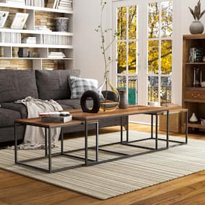 Sabena 47.25 in. W Natural 17.75 in H Rectangle-Sheesham Wood Nesting Coffee Table Set (2-Piece)