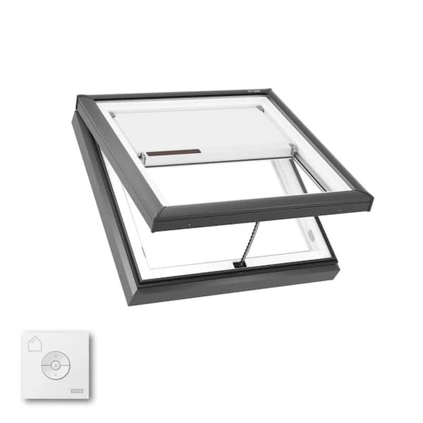 30-1/2 x 30-1/2 in. Manual Venting Curb Mount Skylight with Laminated Low-E3 Glass, Solar Powered Room Darkening Shade