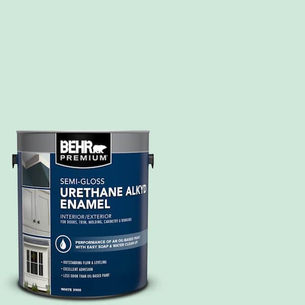 BEHR PREMIUM 1 gal. #M420-2 Green Aqua Urethane Alkyd Semi-Gloss Enamel Interior/Exterior Paint