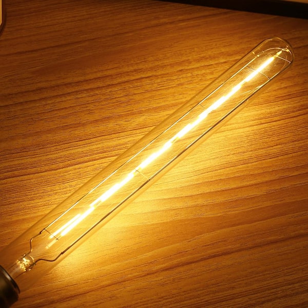 Edison T30 LED Tubular Bulb,Vintage Filament Design, 6W (60W Equivalent), Warm White 2700K, Dimmable, E26 Base, (2-Pack)