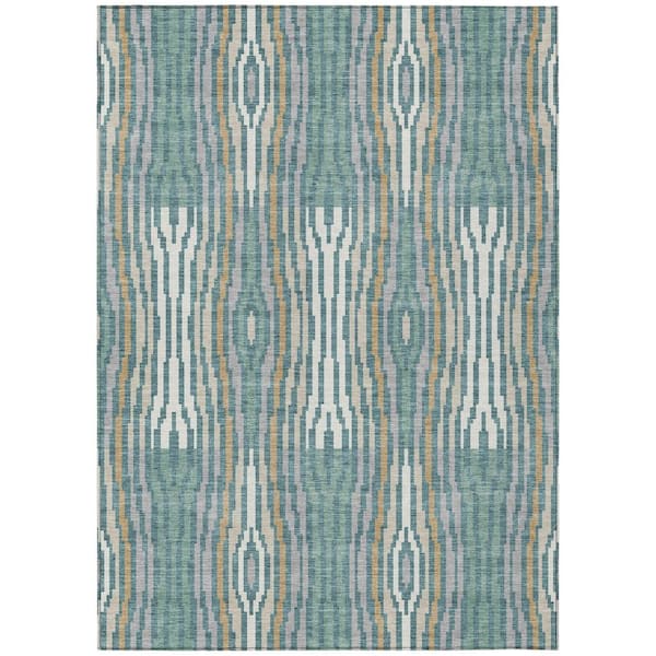 Chantille Machine Washable Indoor/Outdoor Abstract ACN2666 Teal 10 ft. x 14 ft. Area Rug