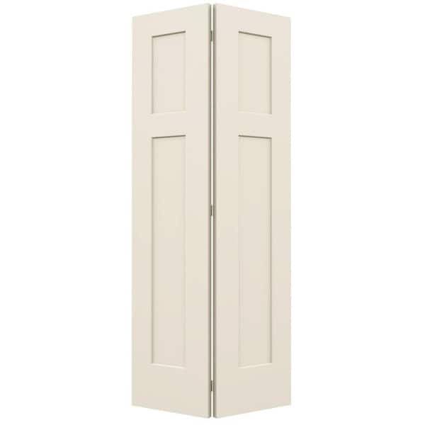 JELD-WEN 36 in. x 80 in. 3 Panel Smooth Craftsman Hollow Core Molded Interior Closet Composite Bi-Fold Door