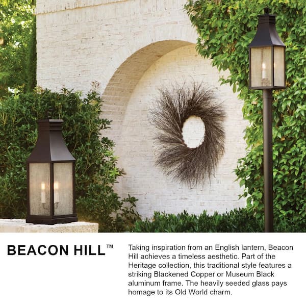 HINKLEY - Beacon Hill 2-Light Blackened Copper Hardwired Outdoor Wall Lantern Sconce