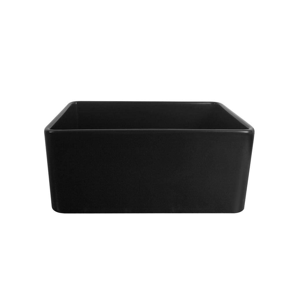Matte Black Fireclay Single Bowl Farmhouse Kitchen Sink