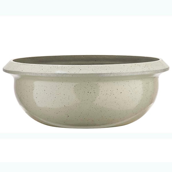 Southern Patio Sydney 15.75 in. x 6.21 in. White Resin Composite Bowl Planter