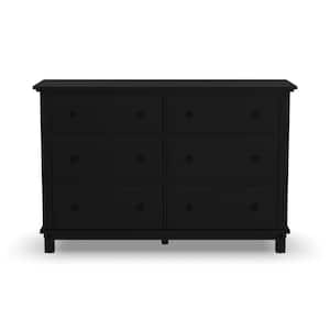 Oak Park 6-Drawer Black Dresser 36 in. H x 18 in. D x 54.5 in. W