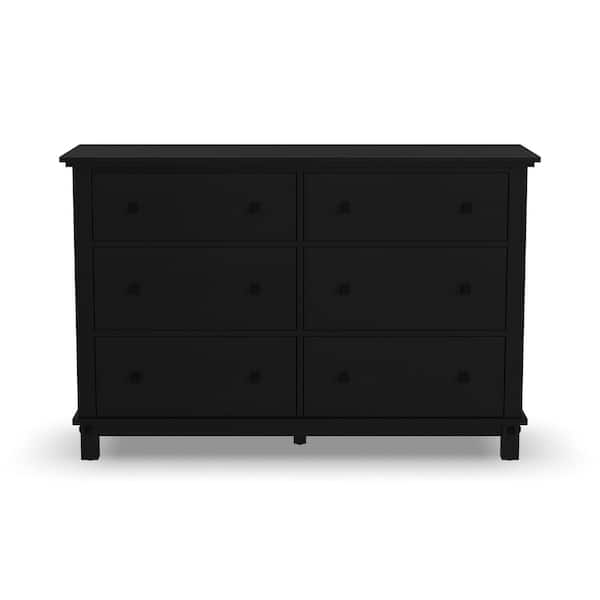 HOMESTYLES Oak Park 6-Drawer Black Dresser 36 in. H x 18 in. D x 54.5 in. W