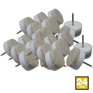 1 in. Beige Round Felt Nail-On Furniture Glides and Felt Pads for Floor Protection (24-Pack)