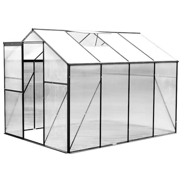 Garvee 75 in. W x 100 in. D x 72 in. H Outdoor Polycarbonate Walk-in Hobby Greenhouse with Sliding Door and Roof Vent