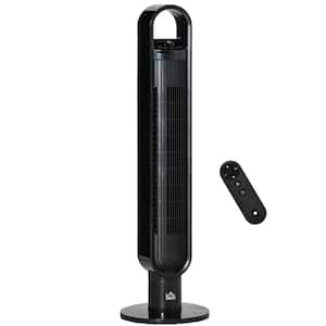 39.25 in. 3 fan speeds Tower Fan in Black with 2h Timer, LED Sensor Panel, Remote Control, 80° Oscillating