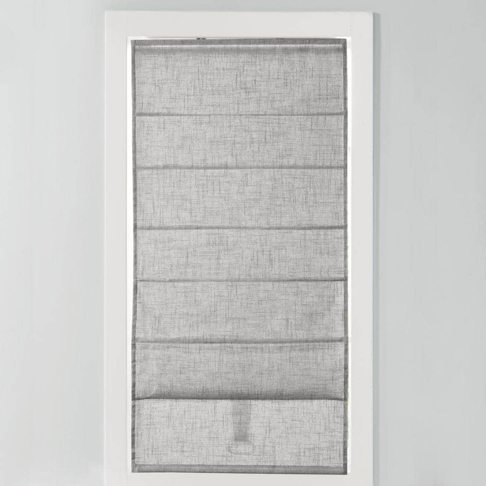 Gray Linen Blend Cordless Light Filtering Roman Shade