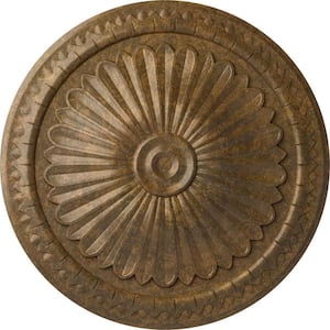 15 in. x 1-3/4 in. Alexa Urethane Ceiling Medallion (Fits Canopies upto 3 in.), Hand-Painted Rubbed Bronze