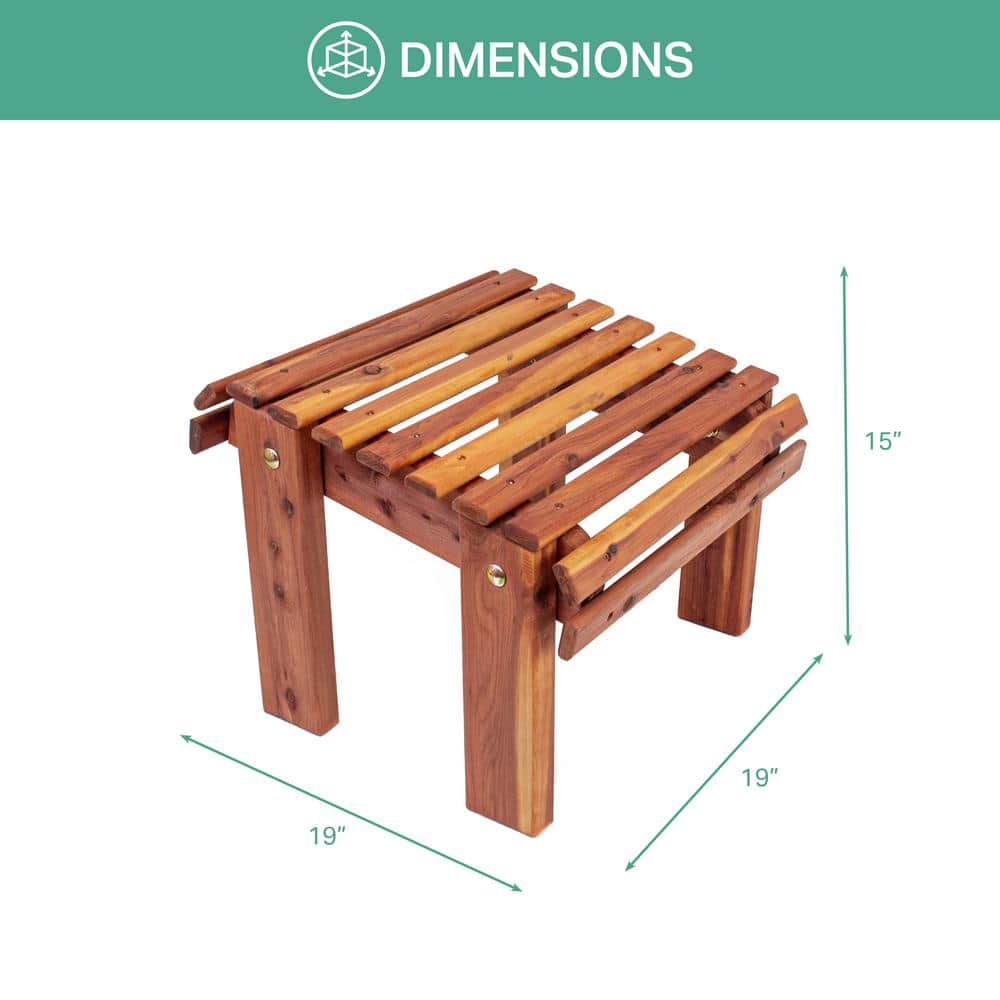 Rustic Cedar Wood Outdoor Stationary Ottoman