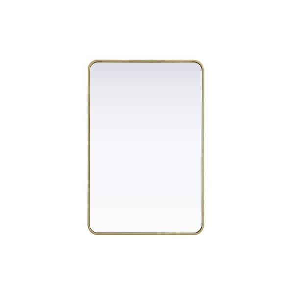 Unbranded Timeless Home Brass 28 in. W x 42 in. H Contour Wall Mirror
