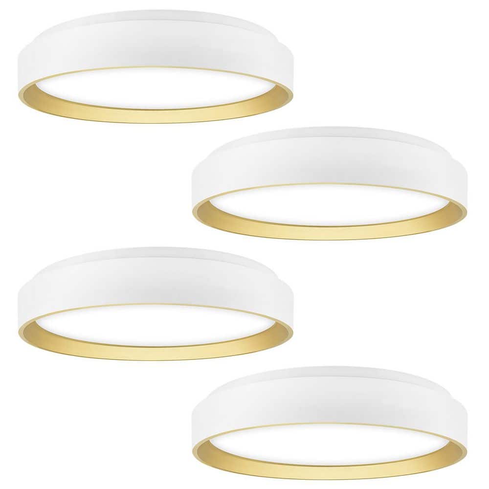 15 In. Integrated LED Round, Matte White/Gold Flush Mount Light, 5CCT, 28W, 2000LM, CRI90, Dimmable, Damp Rated 4 Pack price history on PriceWatchPro