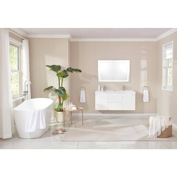 Bourges 55 in. Acrylic Flatbottom Bathtub in White Bourges 55 in. Acrylic Flatbottom Bathtub in White