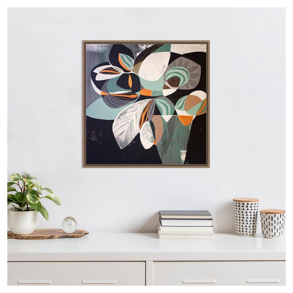 Abstract Floral Beaded Framed Canvas Wall Art, 22 x 22