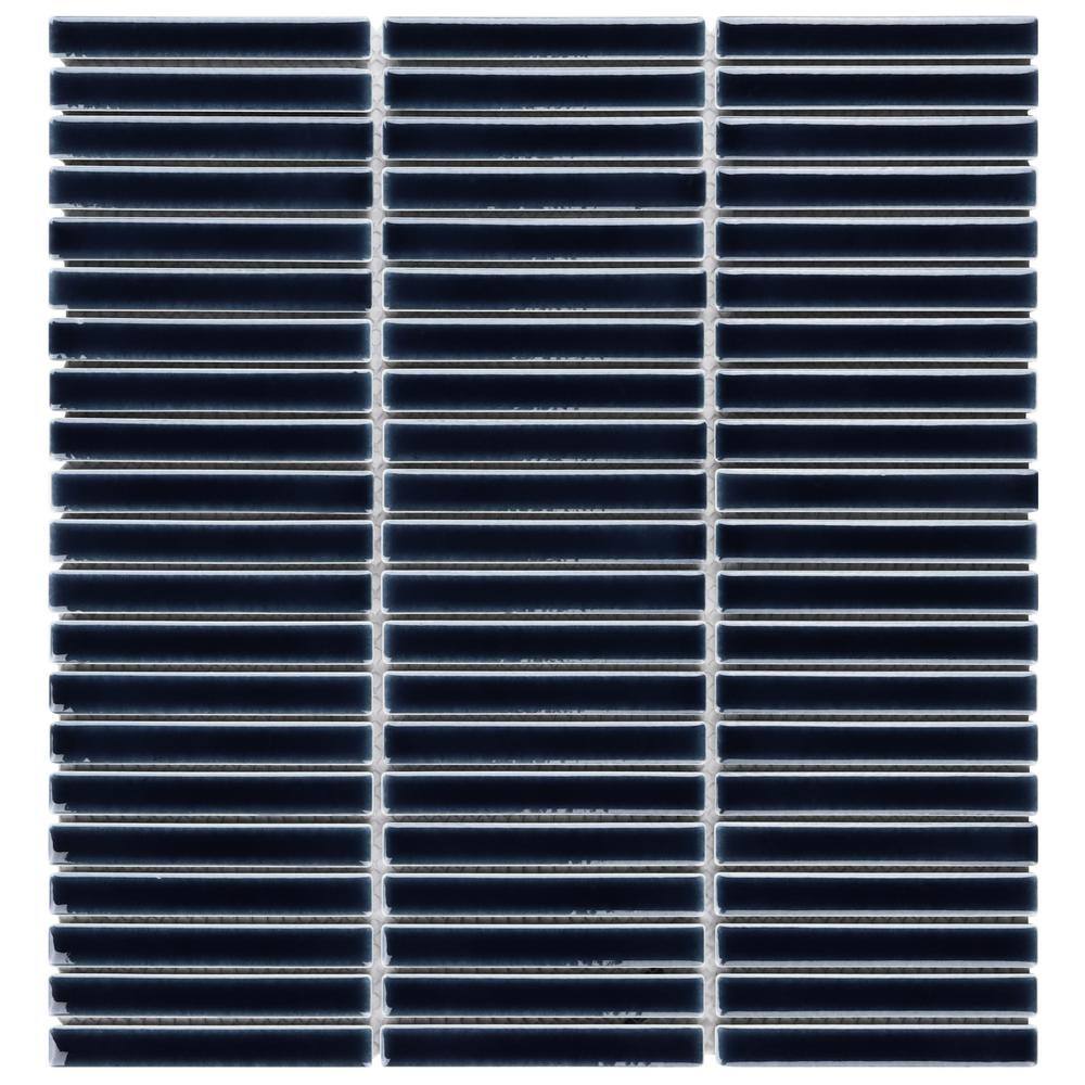 Royal Blue Glossy Porcelain Stacked Mosaic Tile 11x12