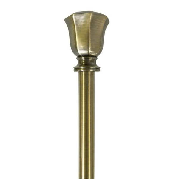 Home Decorators Collection 36 in. - 66 in. Telescoping 3/4 in. Single Curtain Rod Kit in Brushed Brass with Lantern Finial