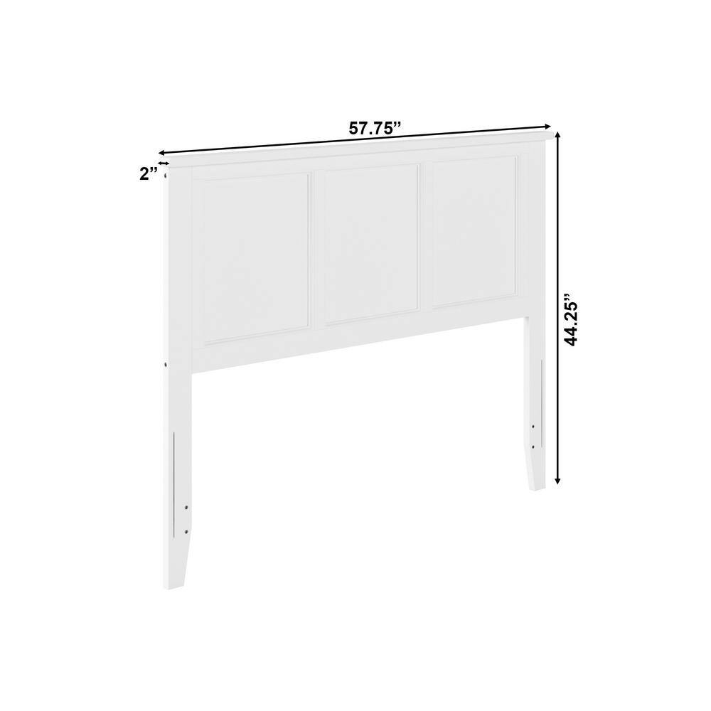 Madison Full White Wood Panel Headboard with USB Charging Station