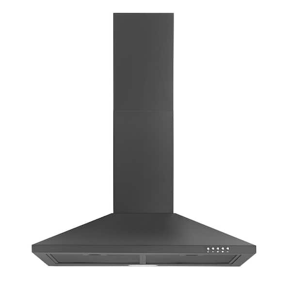 30 in. 450 CFM Ducted Wall Mount Under Cabinet Range Hood in Black Painted Stainless Steel with LED Light