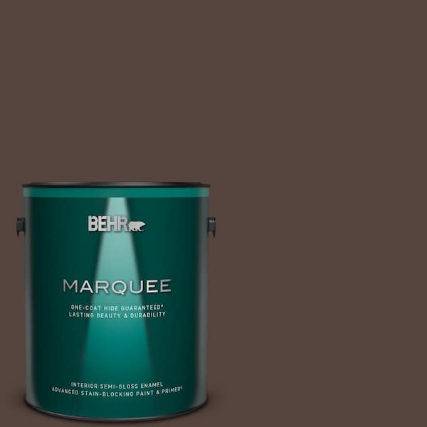 BEHR MARQUEE 1 gal. #PPF-51 Dark Walnut Semi-Gloss Enamel Interior Paint & Primer